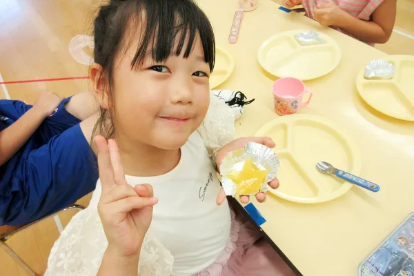 おいしい給食！ゼリーの型抜きが上手にできたよ♪